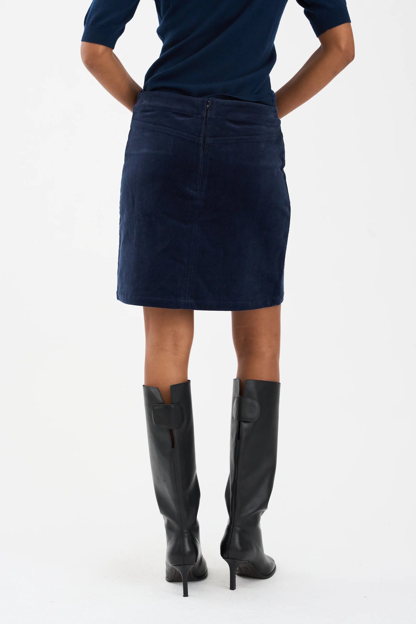 Sign Cord Mini Skirt, Deep Navy Blue