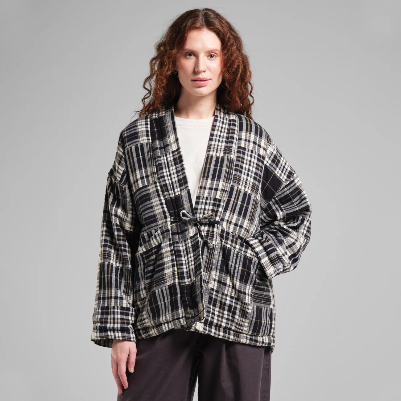 Jacket Sickla Flannel Patchwork, Black