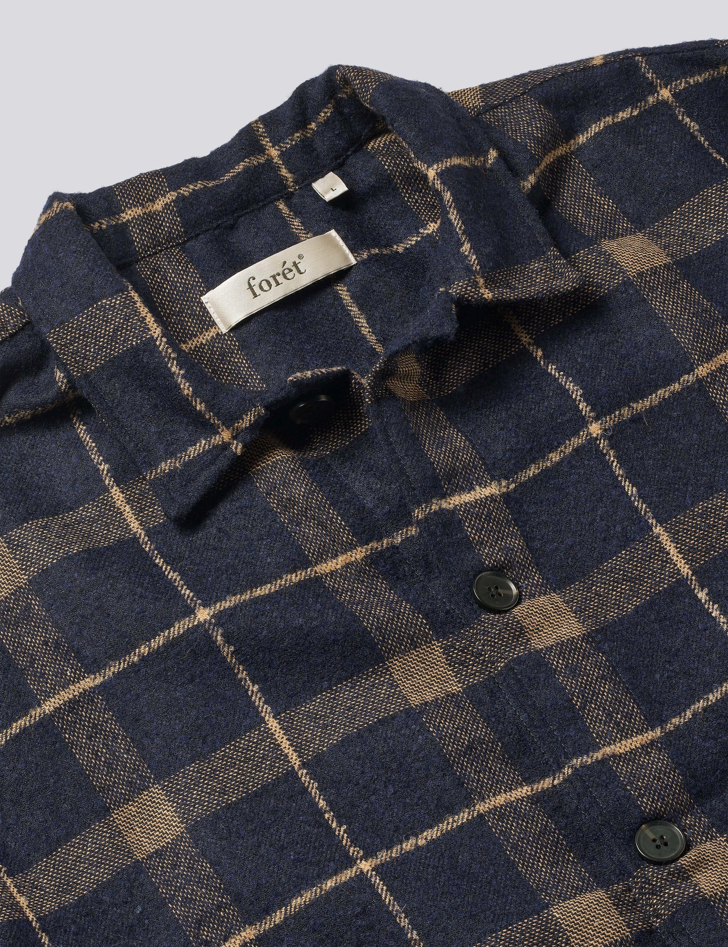Sun Wool Relaxed Fit Check Overshirt, Navy