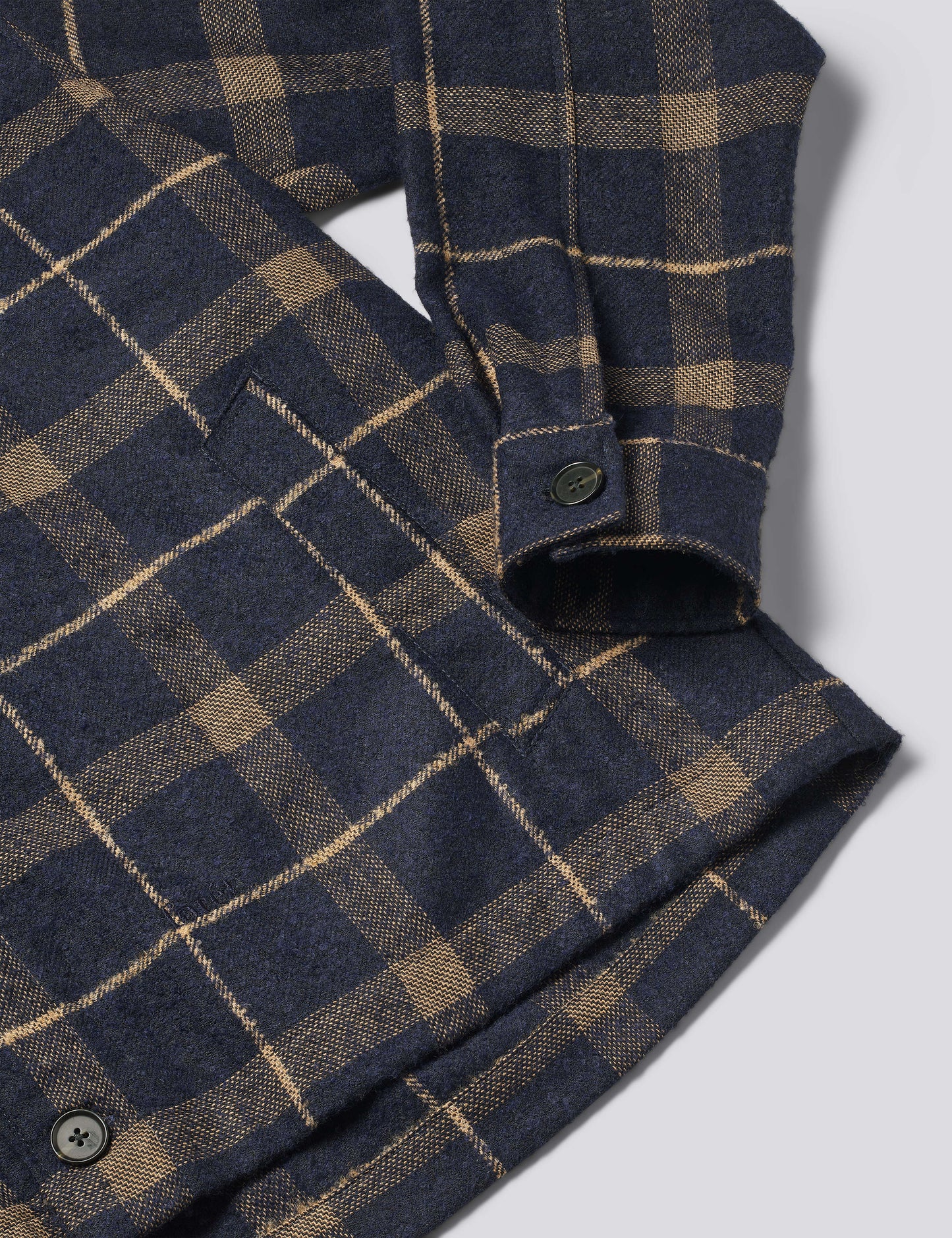 Sun Wool Relaxed Fit Check Overshirt, Navy
