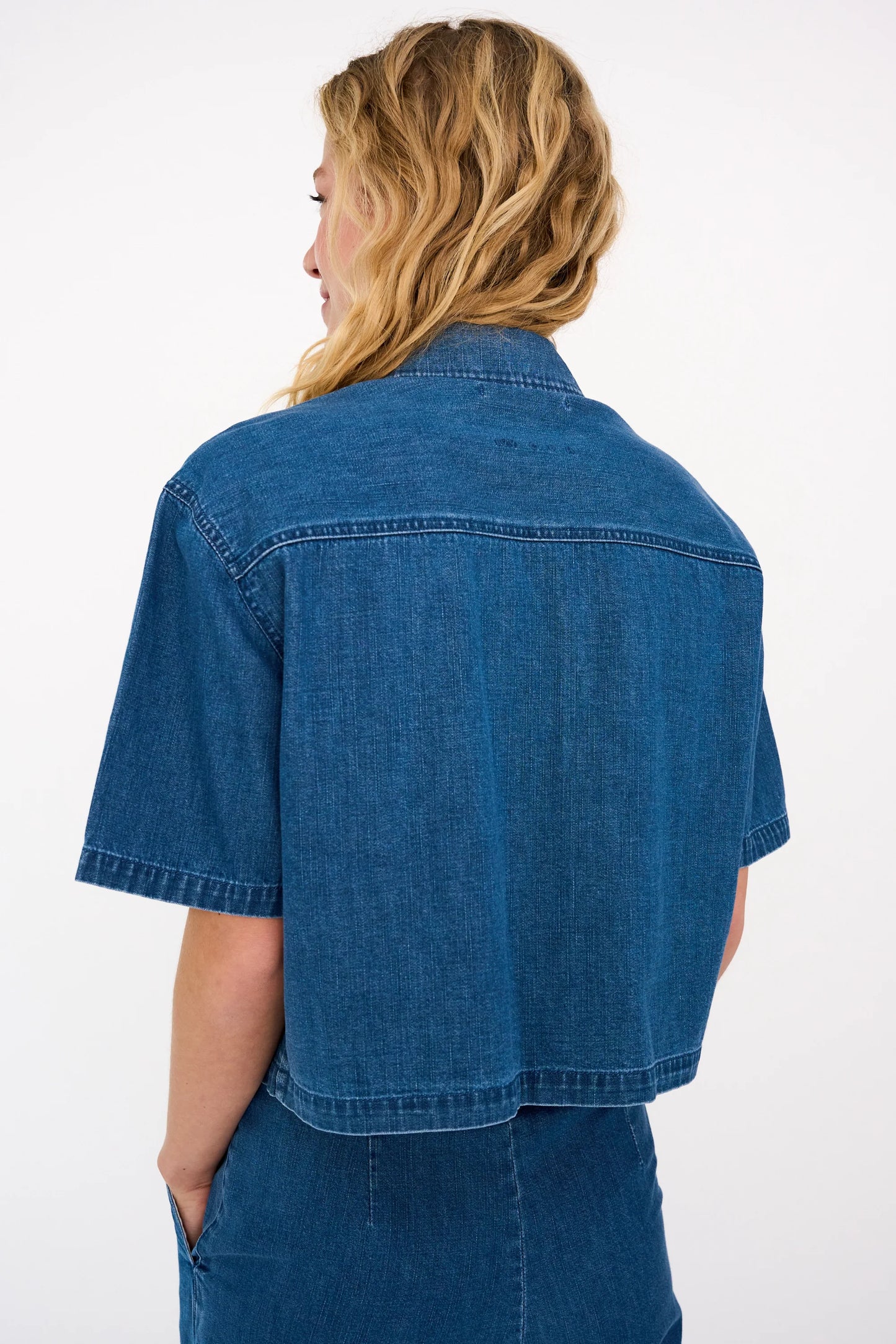 Malika Uta Oversize Shirt, Mid Blue Denim
