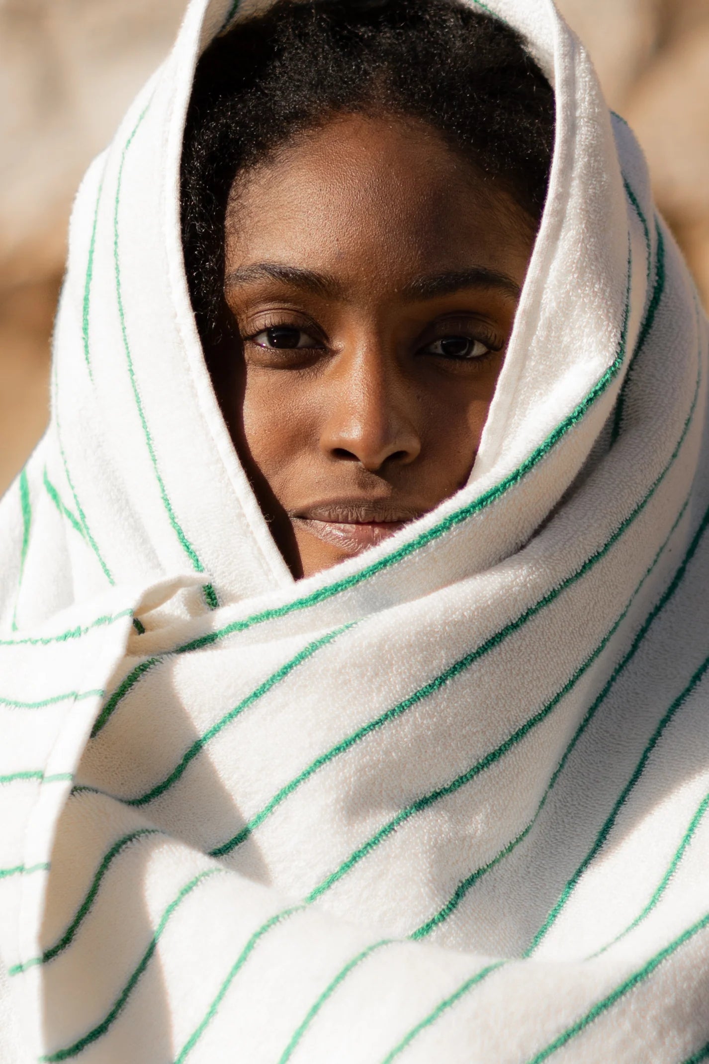 Naram Bath Towel, Pure White & Grass
