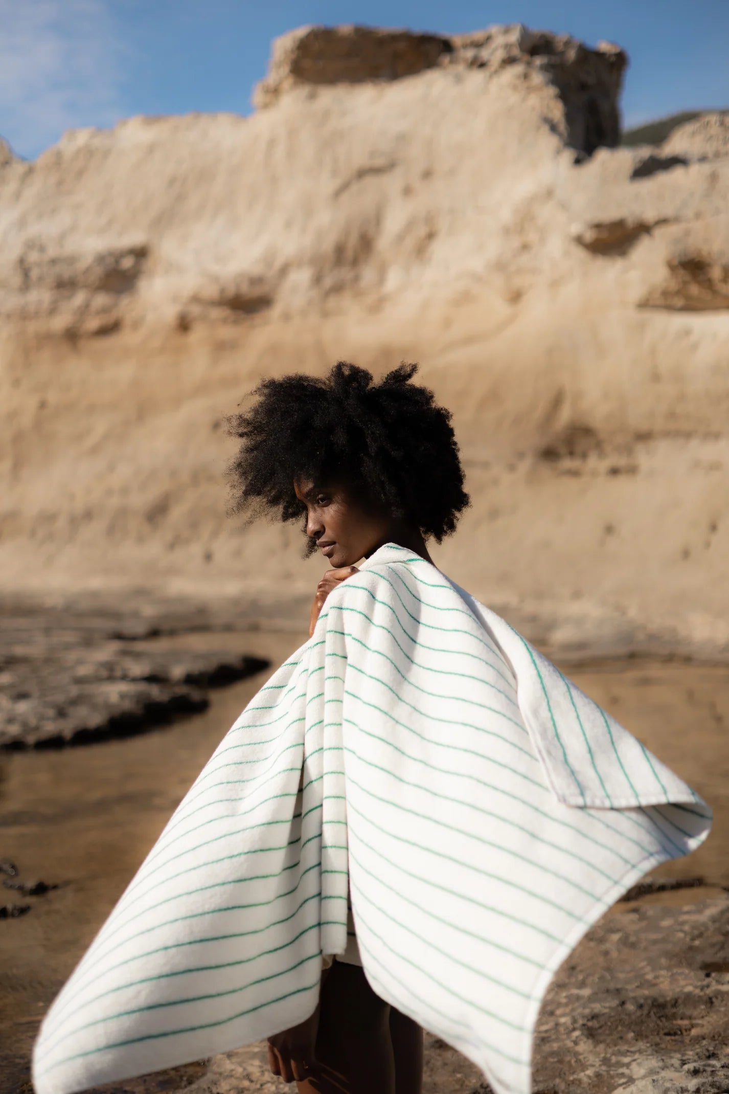 Naram Bath Towel, Pure White & Grass