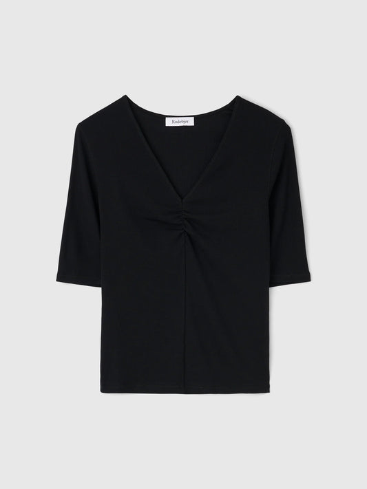 Kaia V-neck Tricot Top Black, Rodebjer, Såininorden