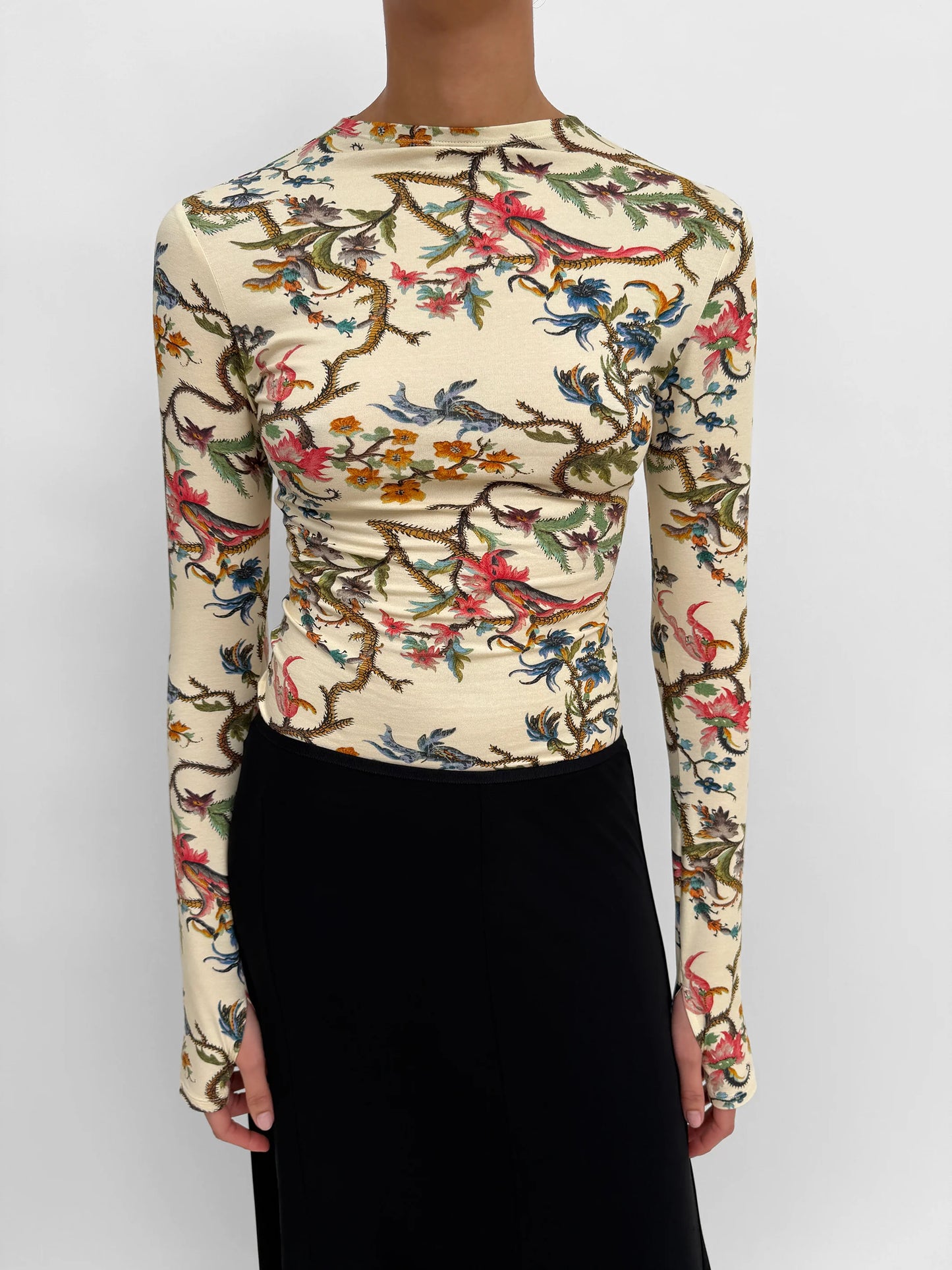 Karlai Long Sleeve Dance Top, Cream Multi