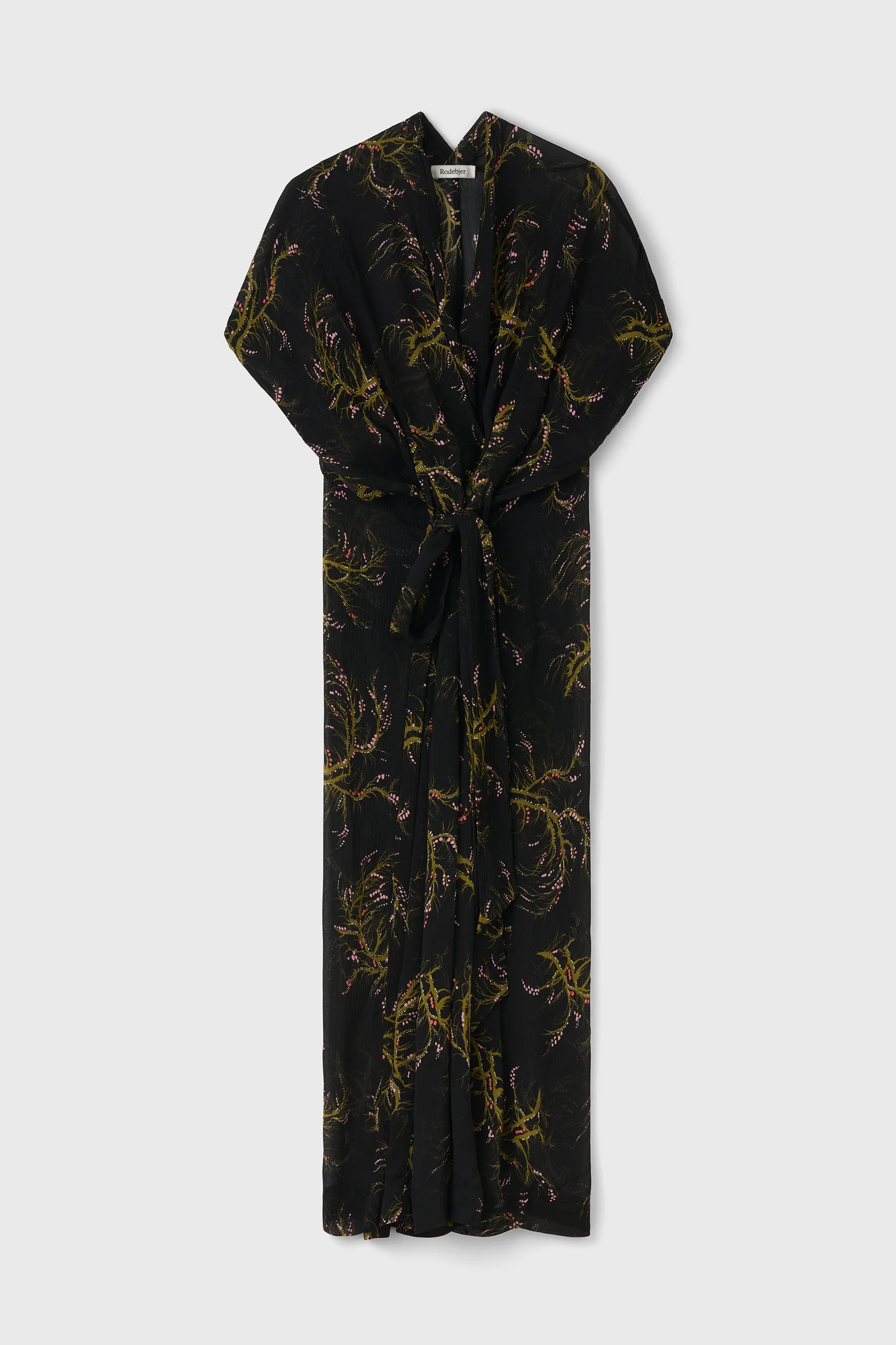 The Olympia Wrap Caftan Dress In Seaweed Black/Olive, Rodebjer, Såininorden