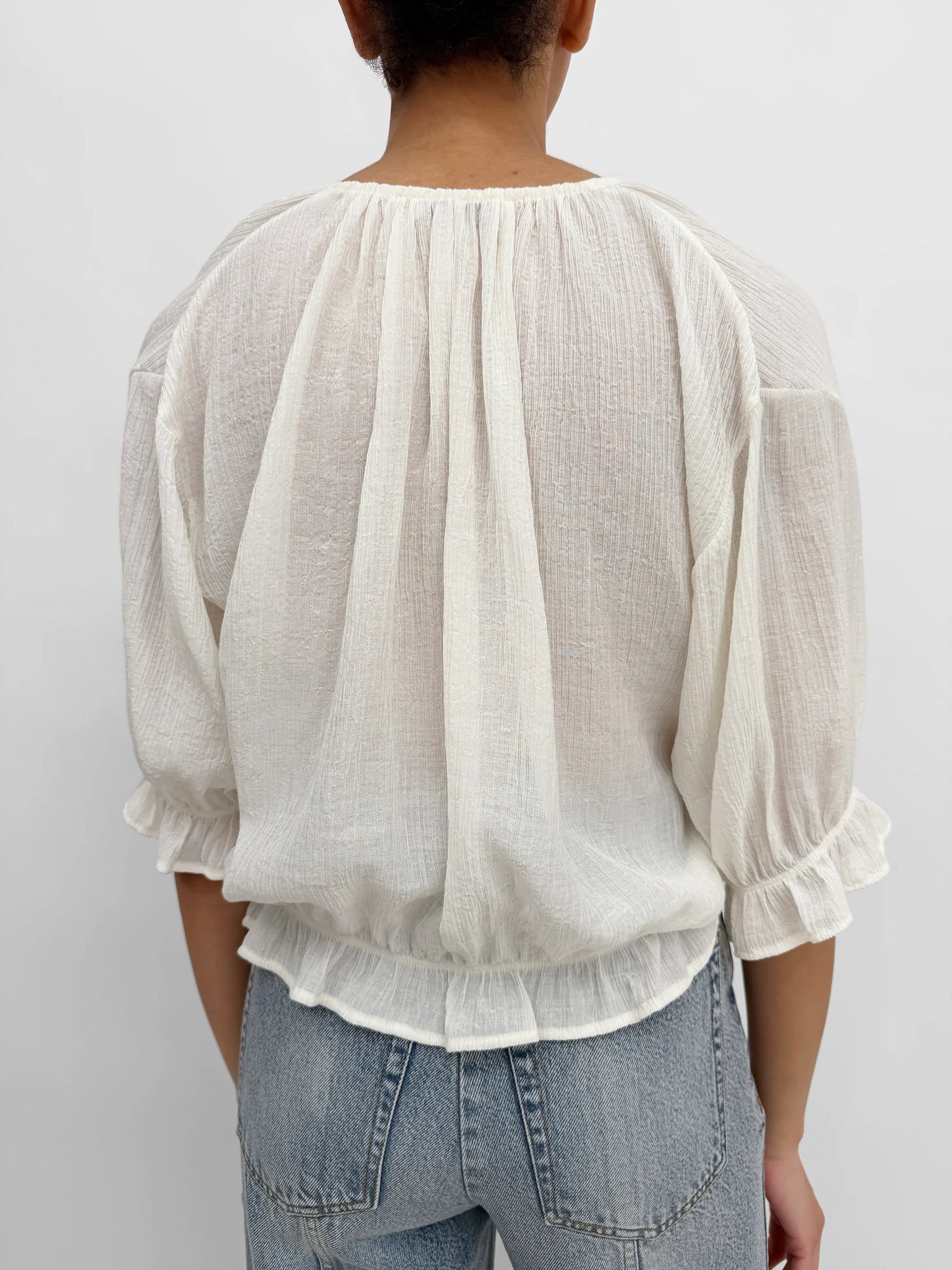 Perla Plissé Blouse, Gardenia Cream
