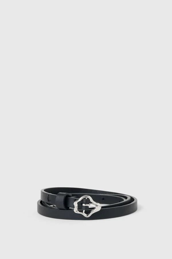 Small Coral Leather Belt Black