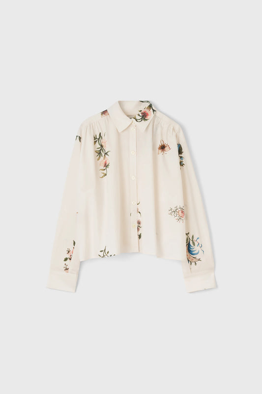 Taylor Poplin Cropped Shirt Cream Multi, Rodebjer, Såininorden