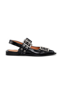 Ballerinaskor Med Brett Kantband Och Spänne, Black