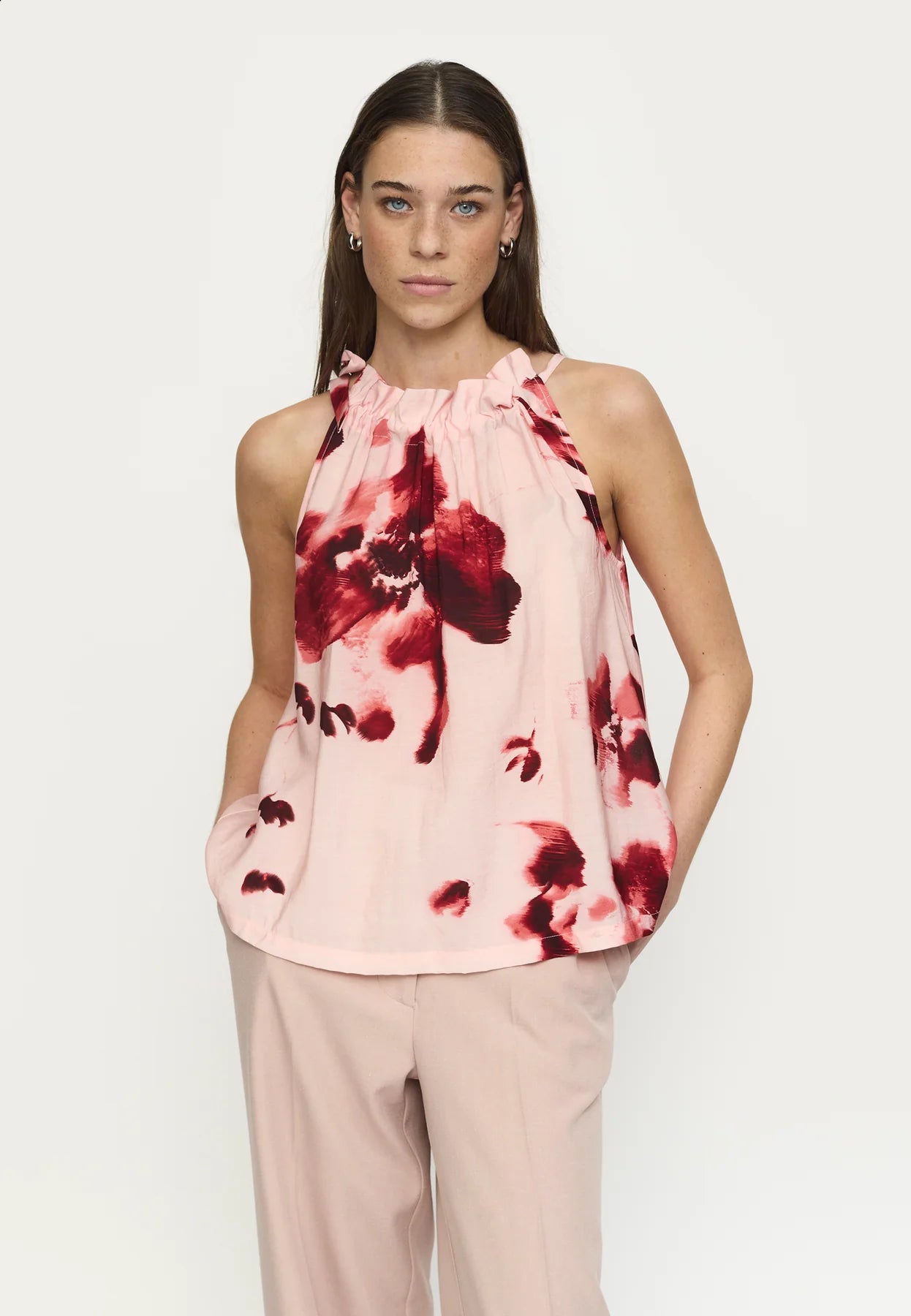 SRHaina Print Top, Blurred Flower Lotus