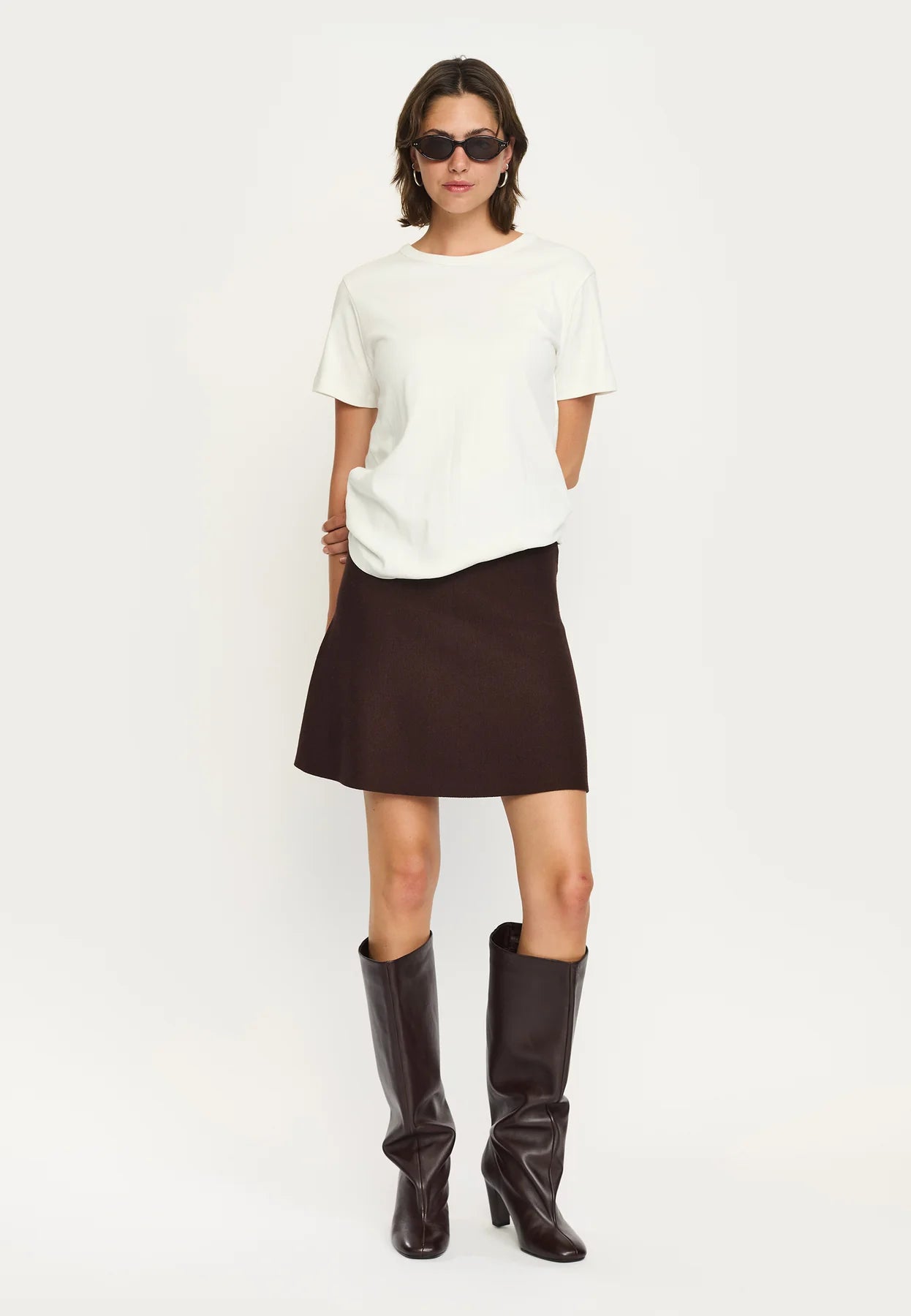 Henrietta Short Skirt, Coffee Bean