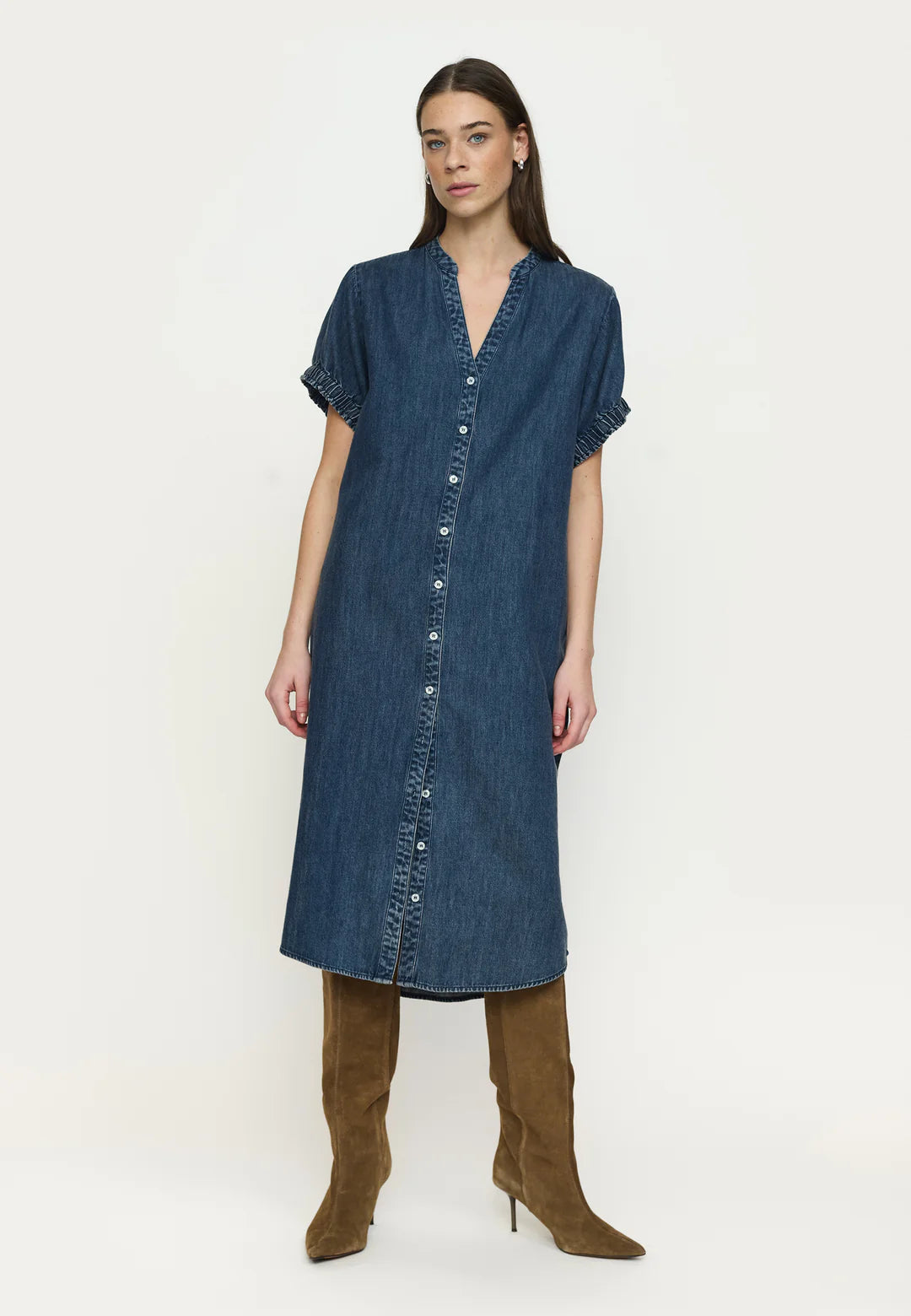 SRKeira Midi Dress, Dark Blue Denim