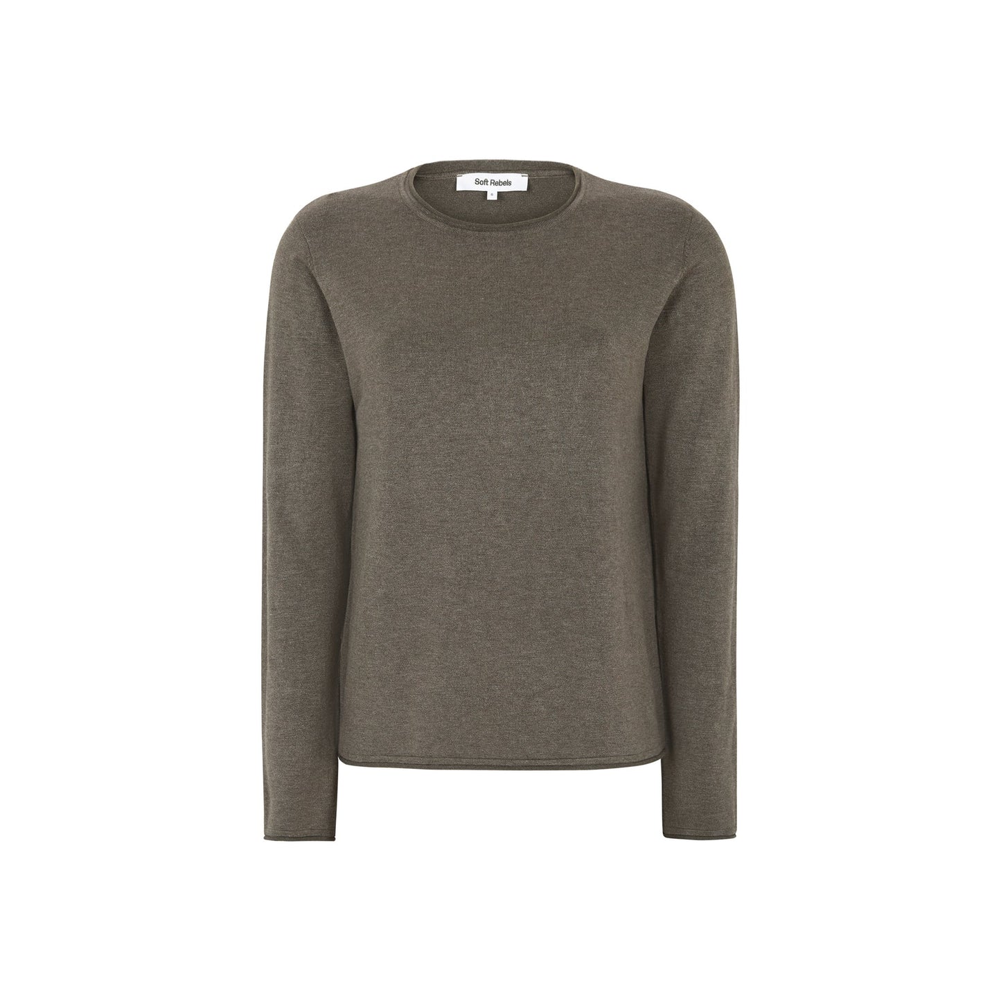 SRMarla O-neck Knit Roll Edge Canteen Melange, Soft Rebels, Såininorden