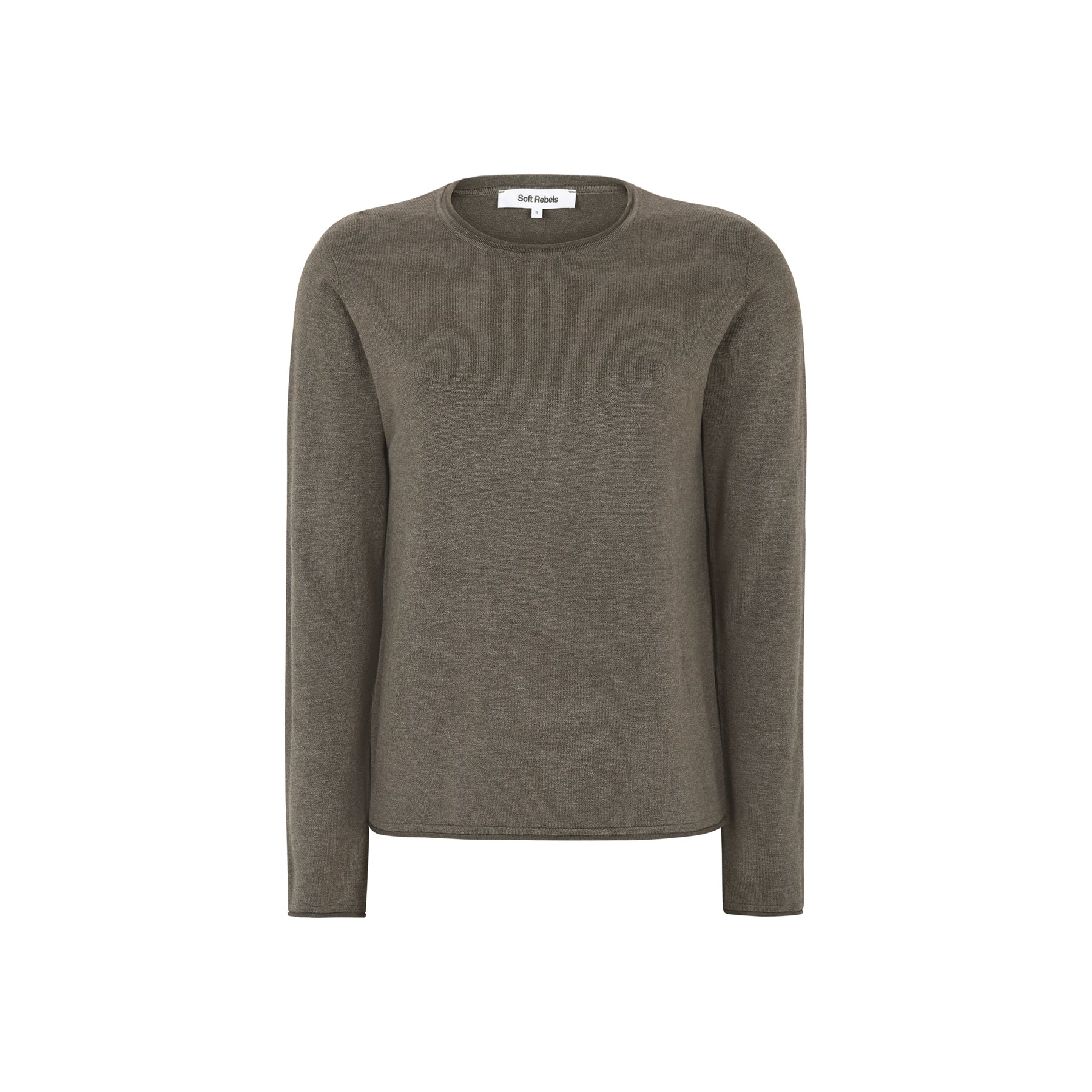SRMarla O-neck Knit Roll Edge Canteen Melange, Soft Rebels, Såininorden