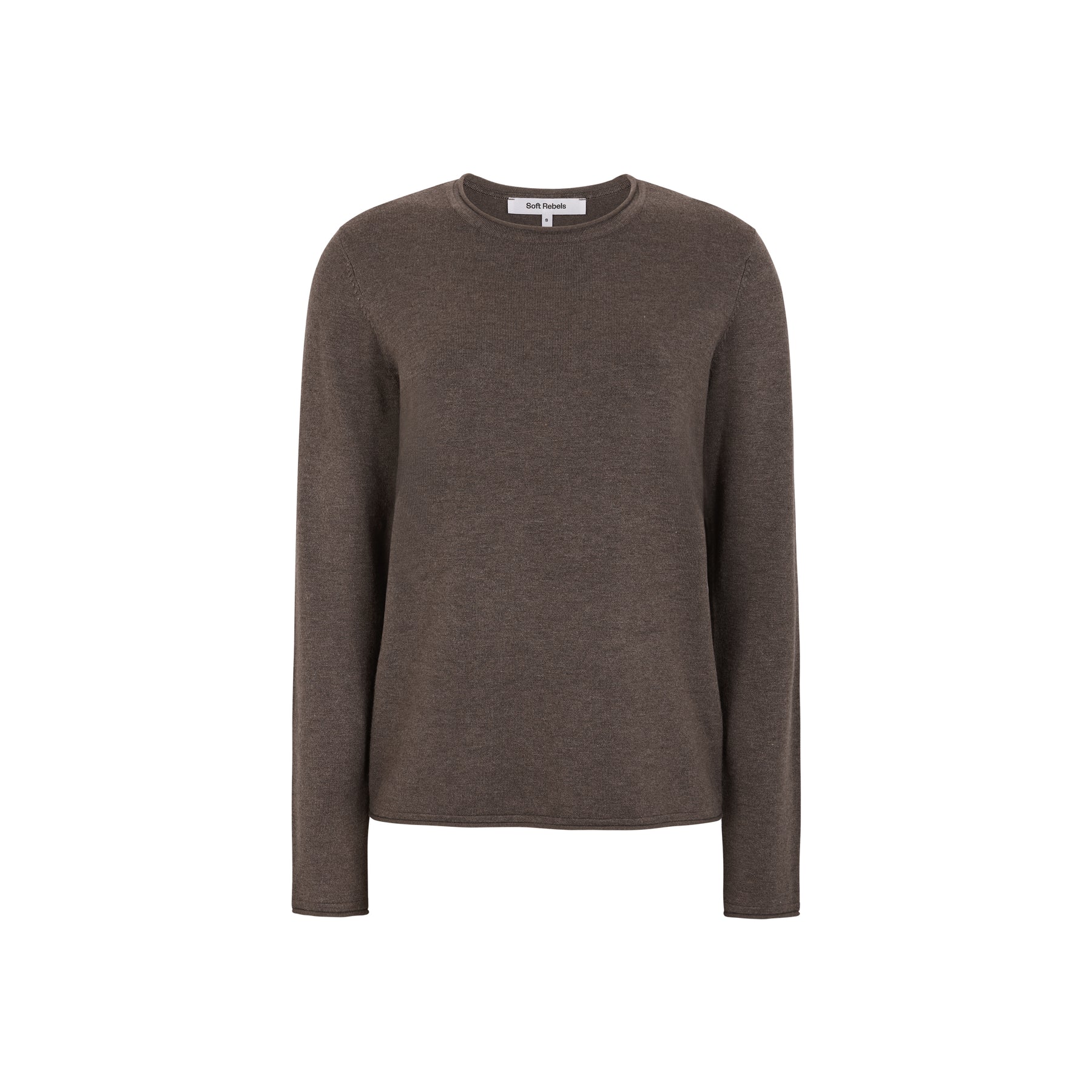 SRMarla O-neck Roll Edge Knit Coffee Quartz Melange