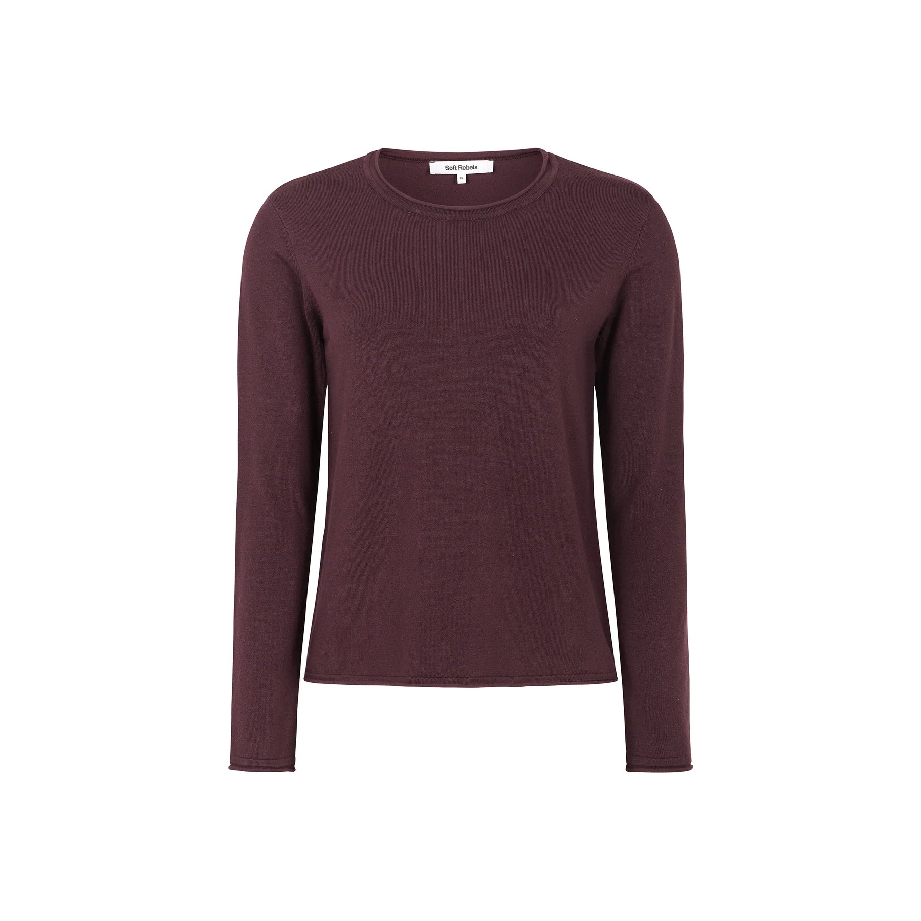 SRMarla O-neck Knit Roll Edge Vinyard Wine, Soft Rebels, Såininorden