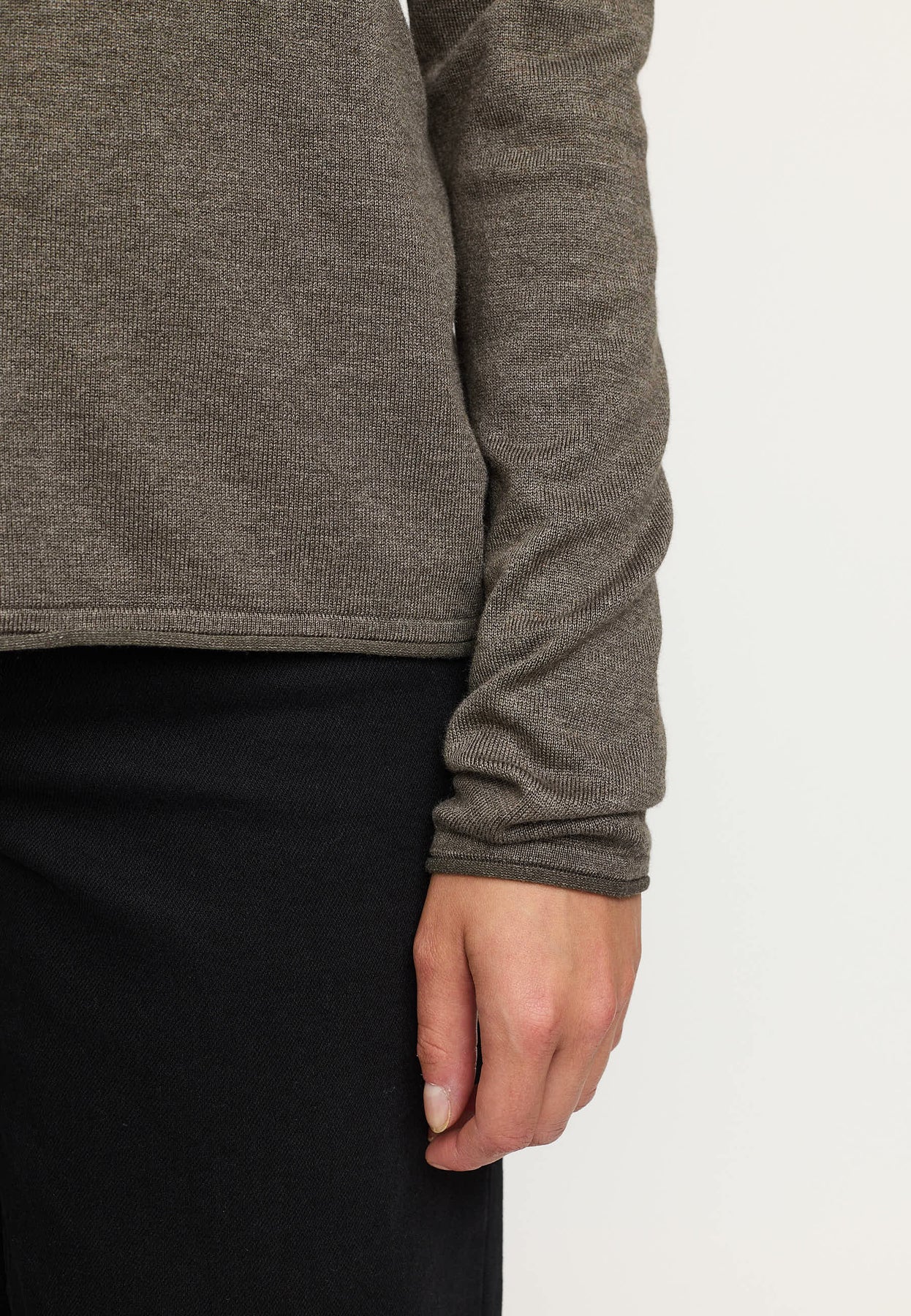 SRMarla O-neck Knit Roll Edge, Canteen Melange