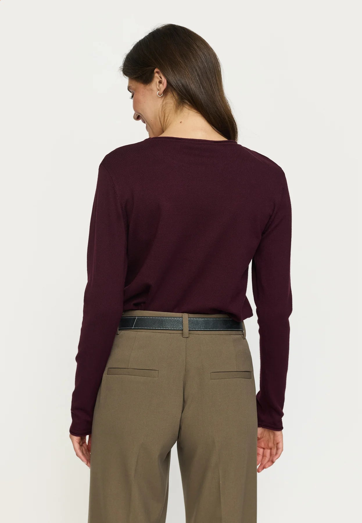 SRMarla O-neck Knit Roll Edge, Vinyard Wine