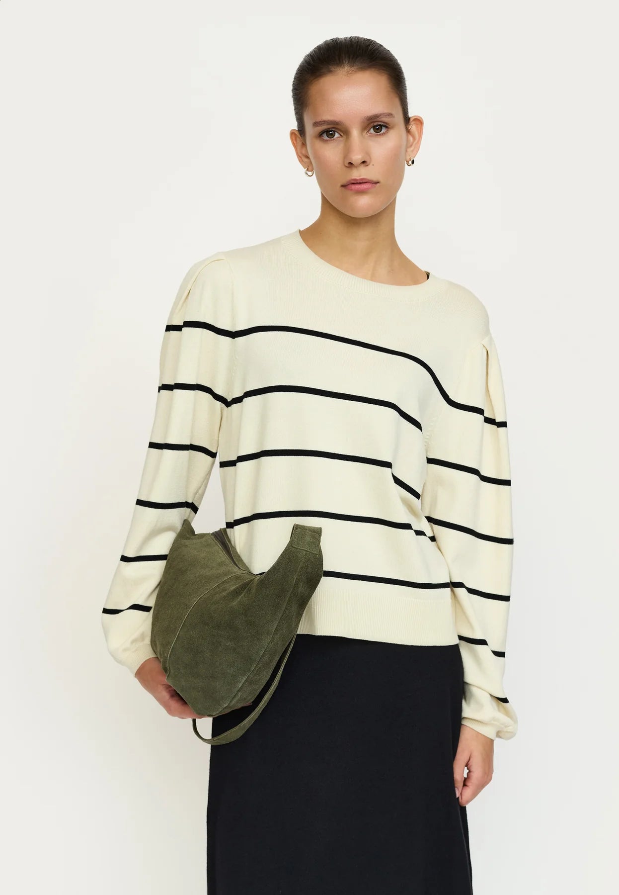 SRMarla O-neck Stripe Knit, Arctic Wolf
