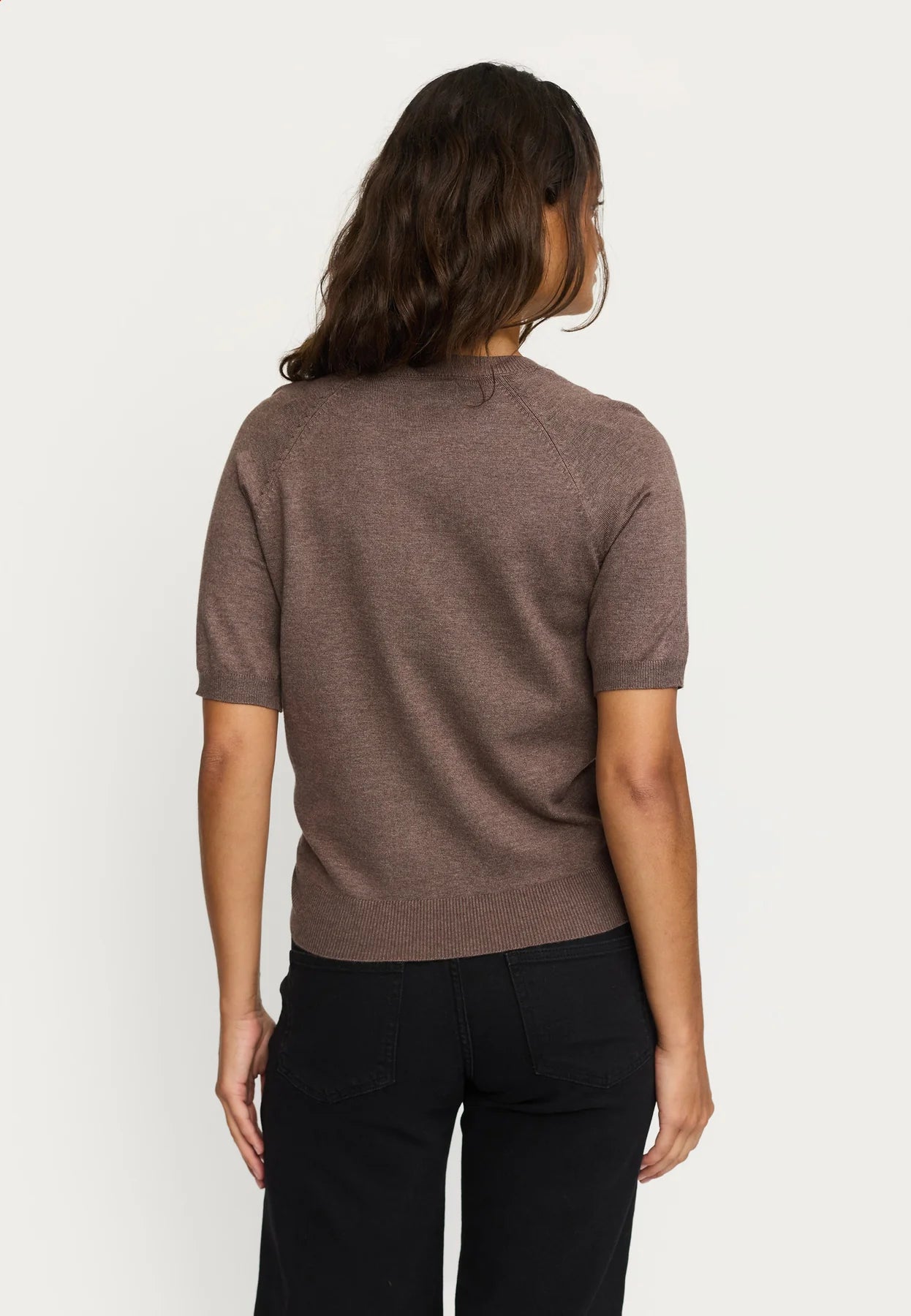 SRMarla SS O-neck Knit, Coffee Quartz Melange