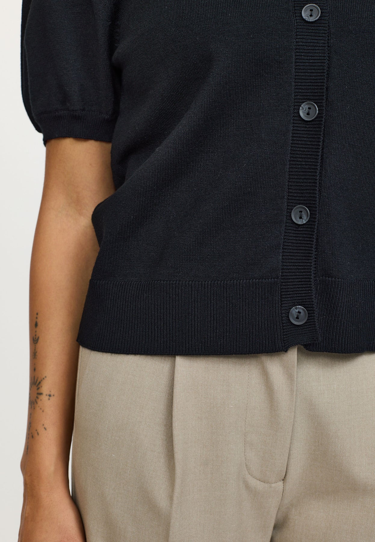 SRMarla SS O-neck Cardigan Knit, Black