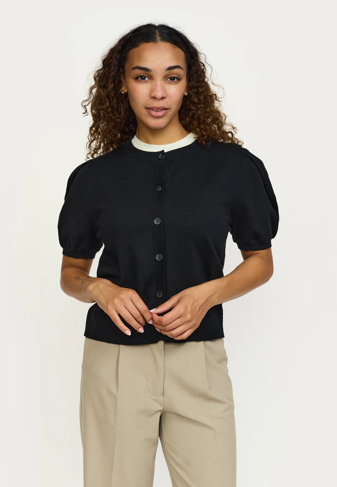 SRMarla SS O-neck Cardigan Knit, Black