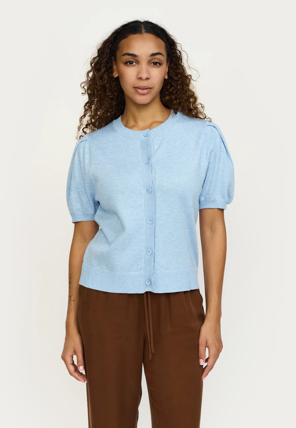 SRMarla SS O-neck Cardigan Knit, Windsurfer Melange