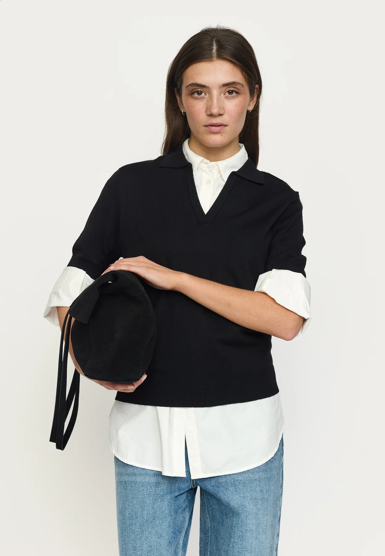 SRParker Polo V-neck Knit, Black