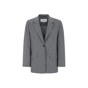 SRVilja Loose Blazer, Medium Grey Melange