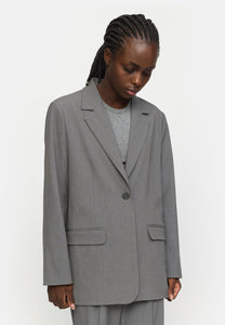 SRVilja Loose Blazer, Medium Grey Melange