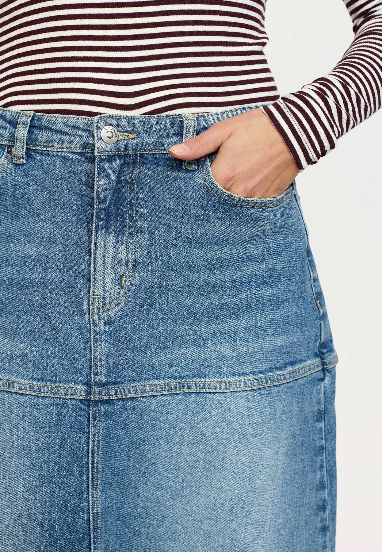 SRWilla Midi Skirt, True Blue Denim
