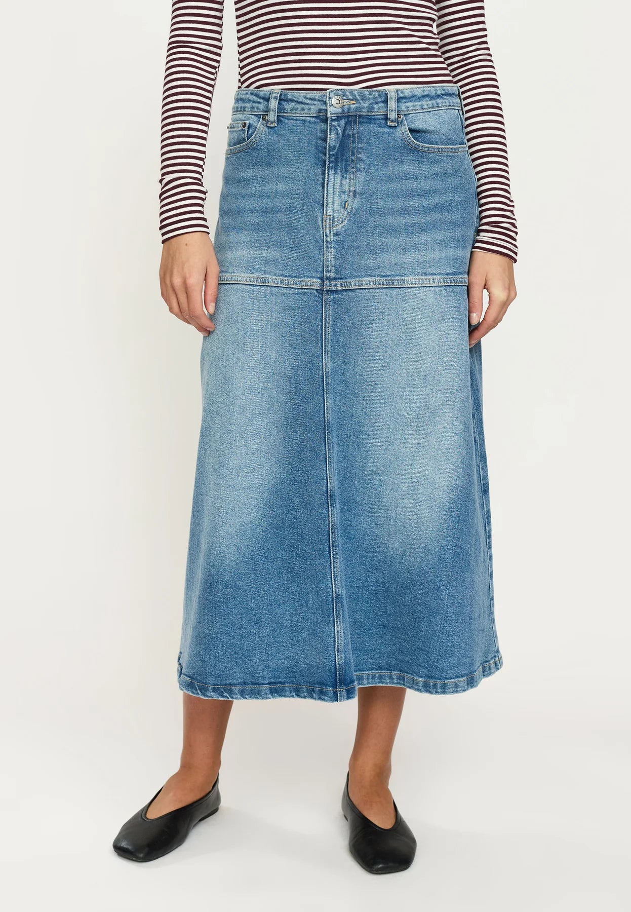 SRWilla Midi Skirt, True Blue Denim