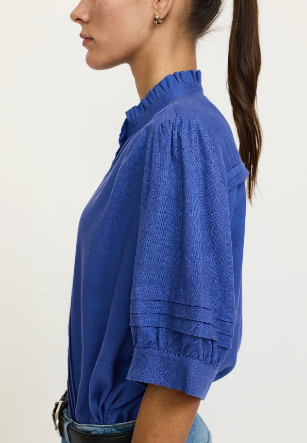 SRYindi Frill Shirt, Deep Ultramarine