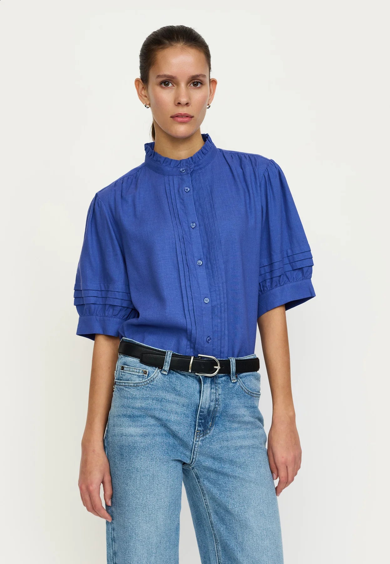 SRYindi Frill Shirt, Deep Ultramarine