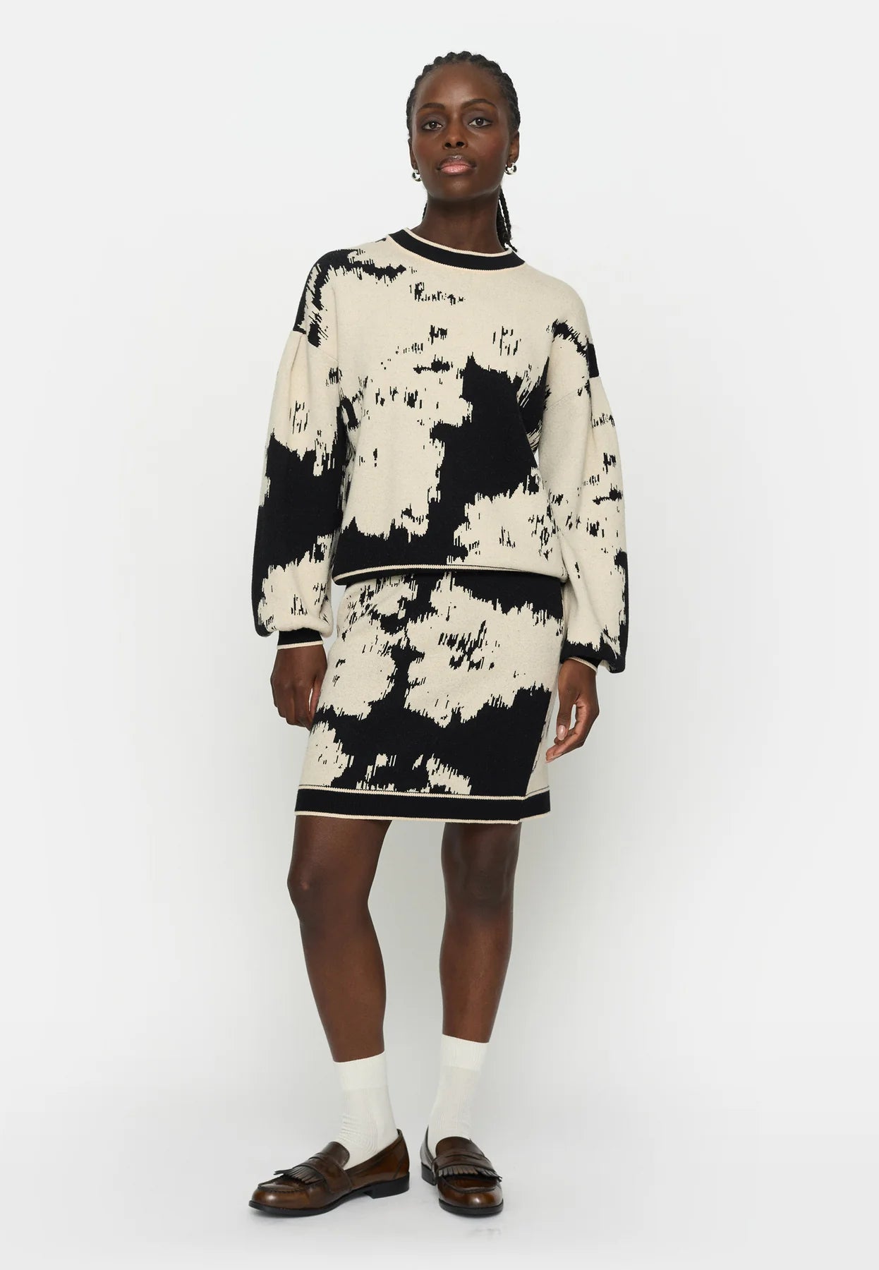 SRRogue Pattern Skirt Knit, Jacquard Pattern Arctic Woolf