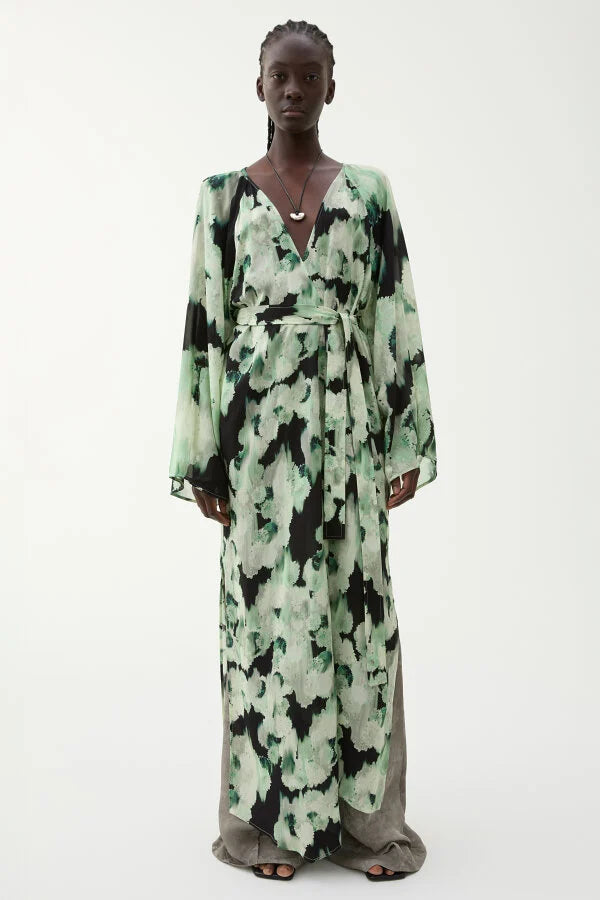Camille Dress Blurry Flower Green