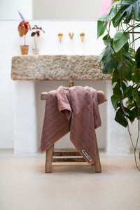 Naram Bath Towel, Camel & Ultramarine Blue