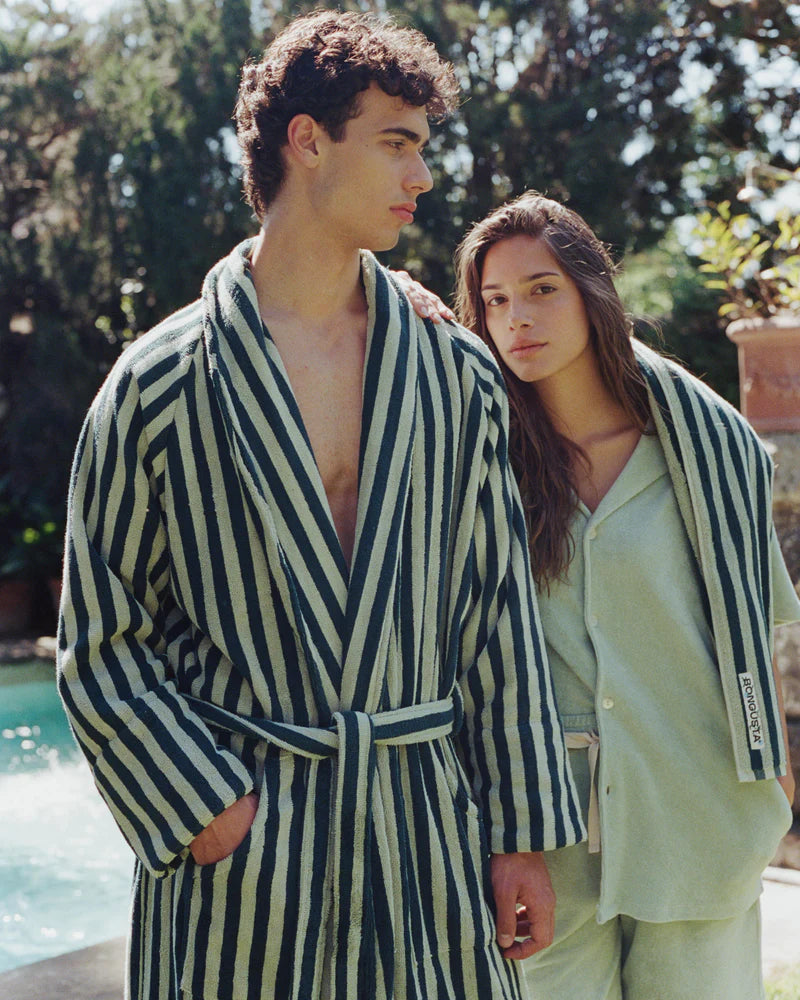 Naram Bathrobe, Seafoam & Deep Teal