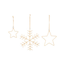 Ladda upp bild till gallerivisning, Julgranshänge Snowflakes &amp; Stars, Gold
