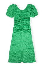 Ladda upp bild till gallerivisning, Grön Midiklänning I Rynkad Satin, Bright Green
